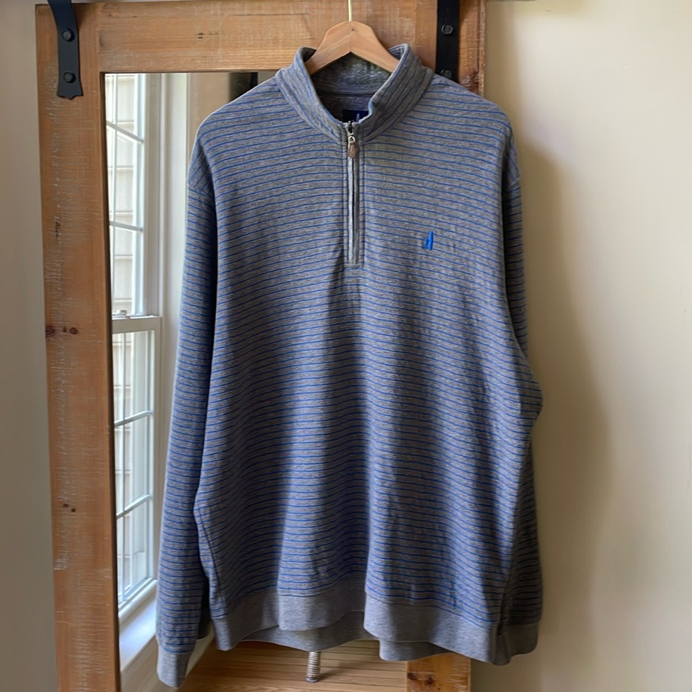 johnnie-O Striped Emmet Fleece Performance Quarter Zip Pullover Sweater Size XL